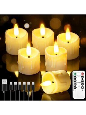 6 Pack LED Flameless Candles with Remote Timer | Battery Operated Tea Lights for